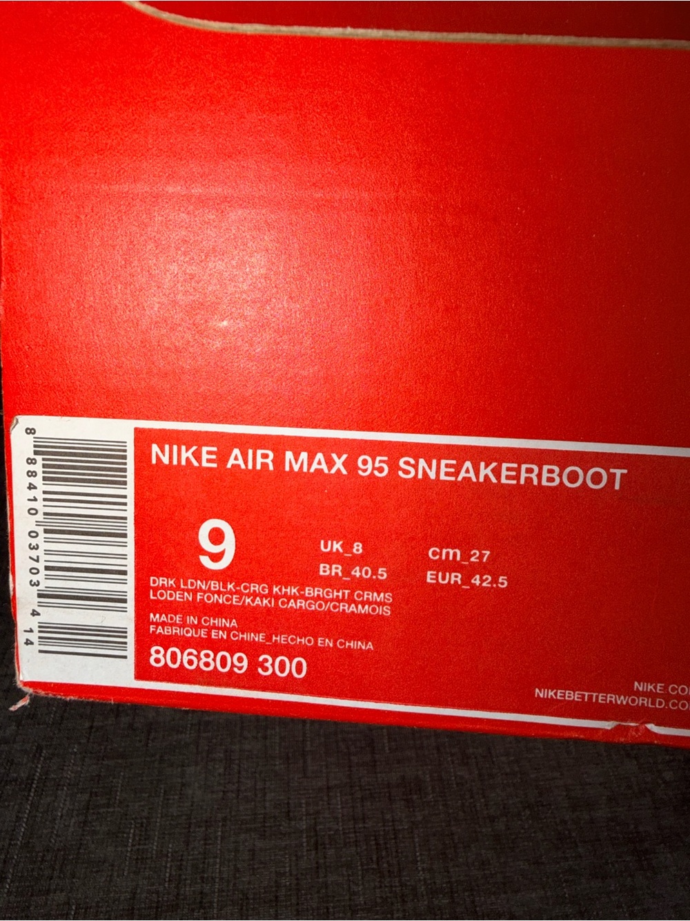 Nike Air Max 95 Sneakerboot Dark Loden Men’s Size 9 Rare - Picture 10 of 10